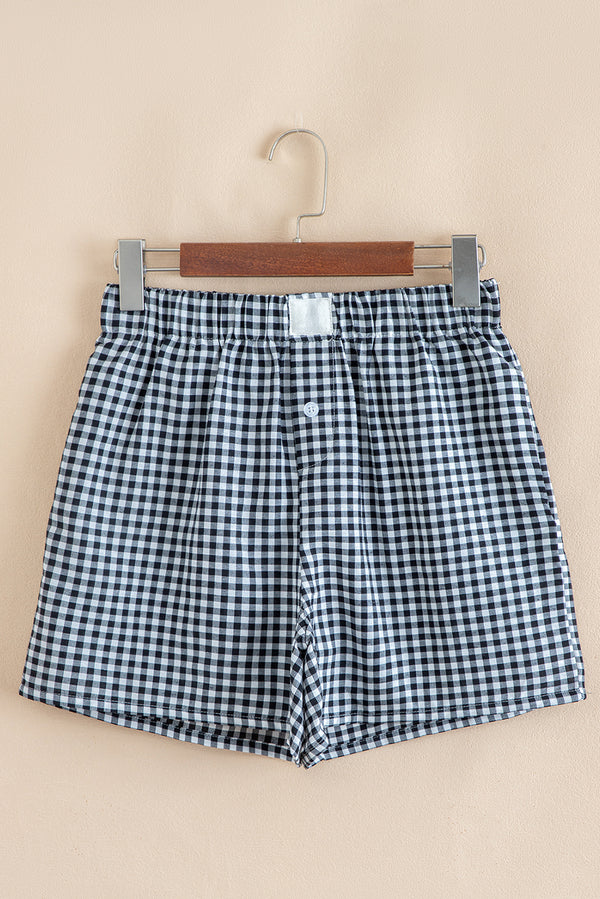 Gingham Printed High Waist Shorts
