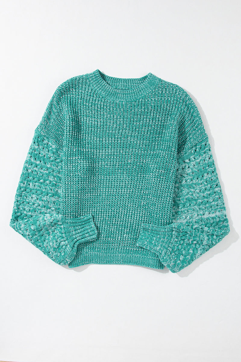 Cable Knit Sleeve Drop Shoulder Sweater