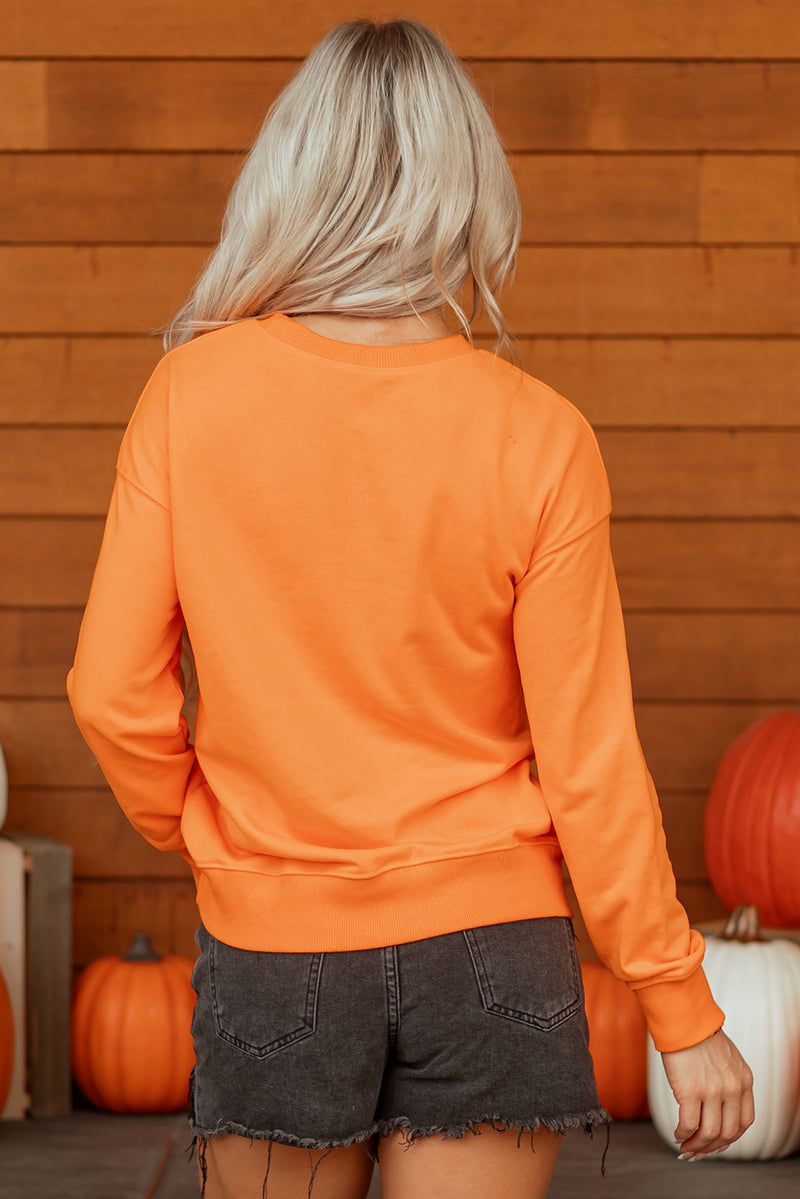 Spooky Graphic Halloween Crew Neck Holiday Sweatshirt