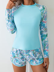 Tankini Suit Long-sleeved Sports Style Square Pants Two-piece Set