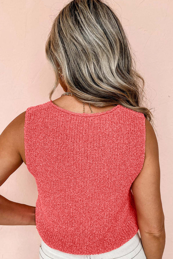 Solid Lace-up Front V Neck Sweater Vest