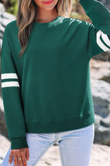 Varsity Striped Detail Drop Shoulder Oversized Sweatshirt