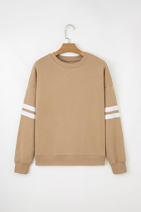 Varsity Striped Detail Drop Shoulder Oversized Sweatshirt
