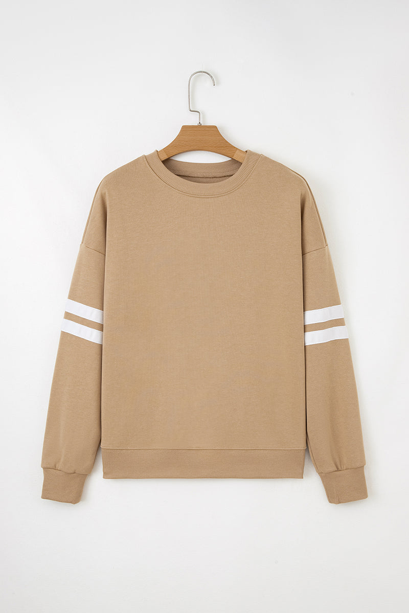 Varsity Striped Detail Drop Shoulder Oversized Sweatshirt