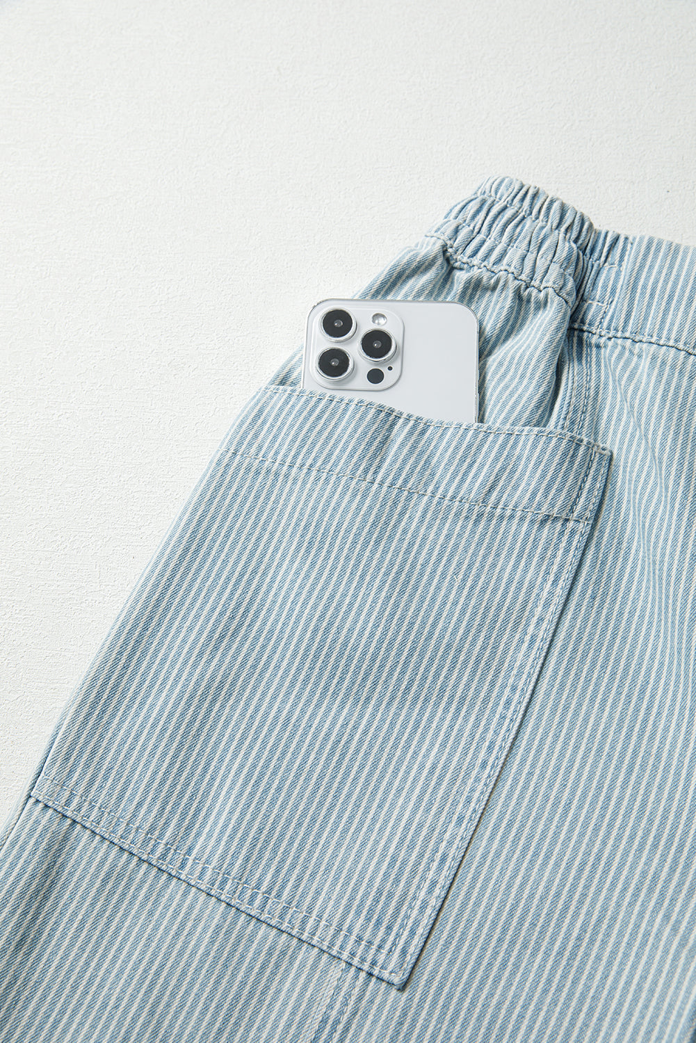 Stripe Mid Rise Drawstring Waist Jeans