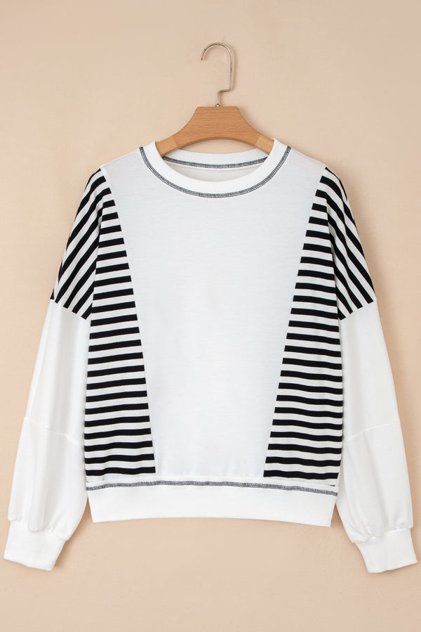 Stripe Colorblock Patchwork Contrast Stitching Oversize Sweatshirt