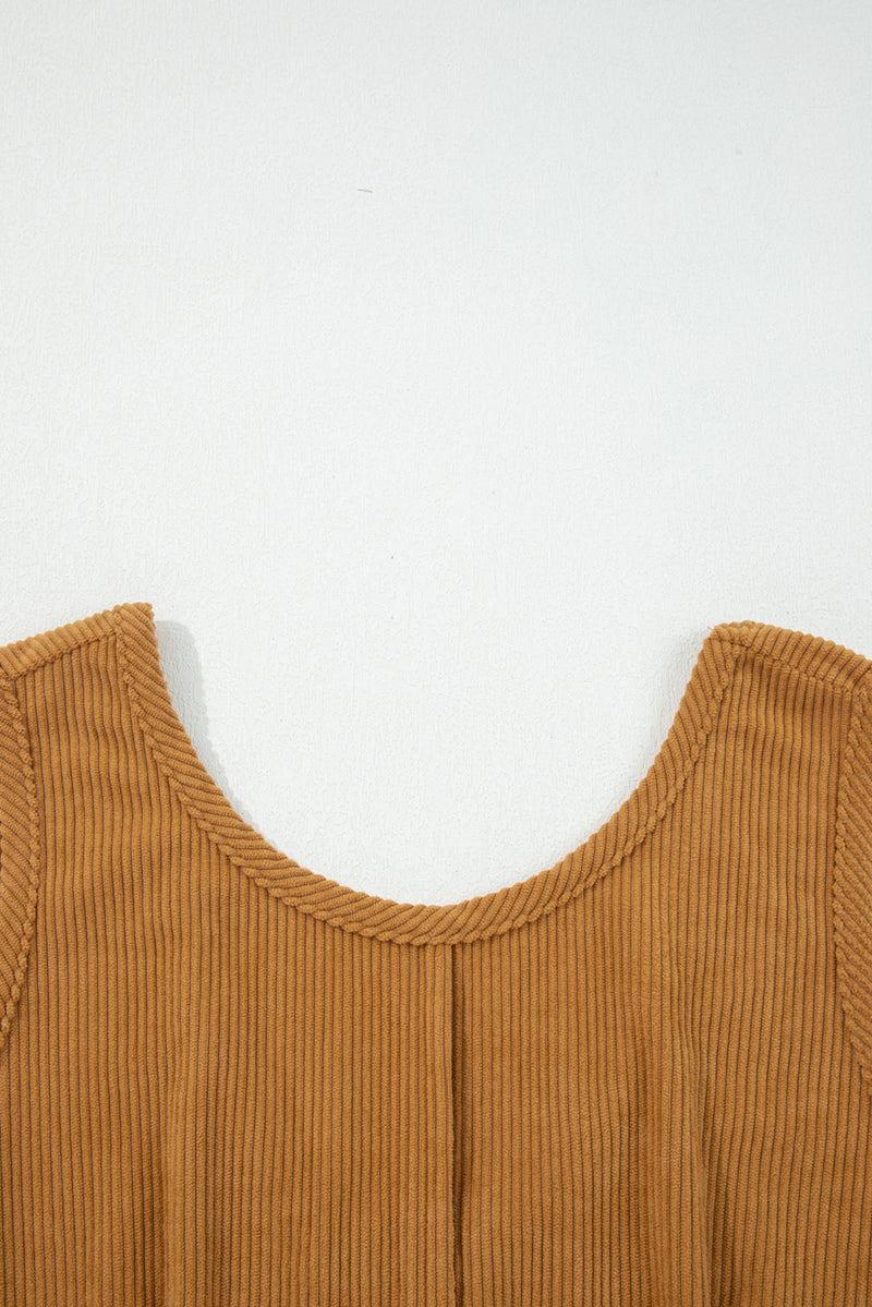 Corduroy Sleeveless Mini Dress With Patched Pockets