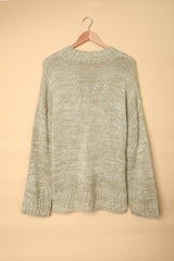 Solid V neck Drop Shoulder Knitted Sweater