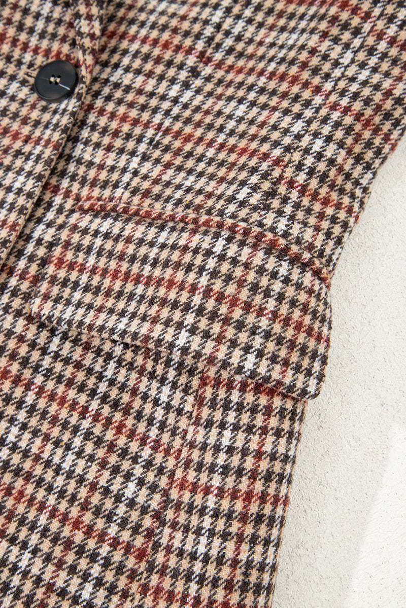 Houndstooth Lapel Collar Blazer