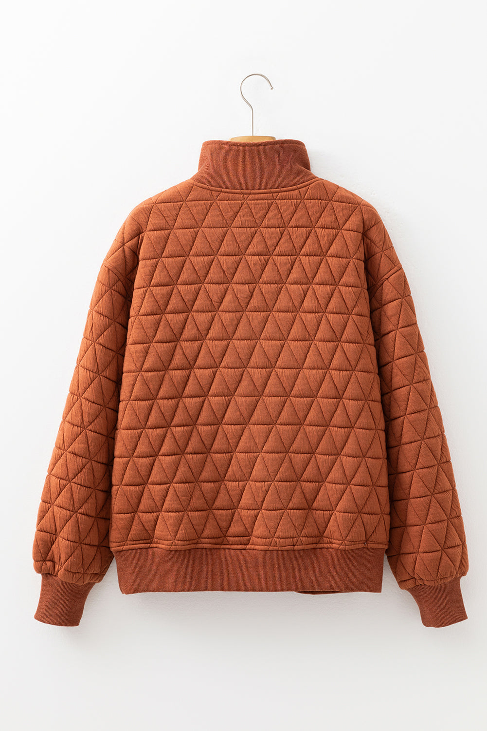 Geometric Quilted Half Zipped Loose Sweatshirt