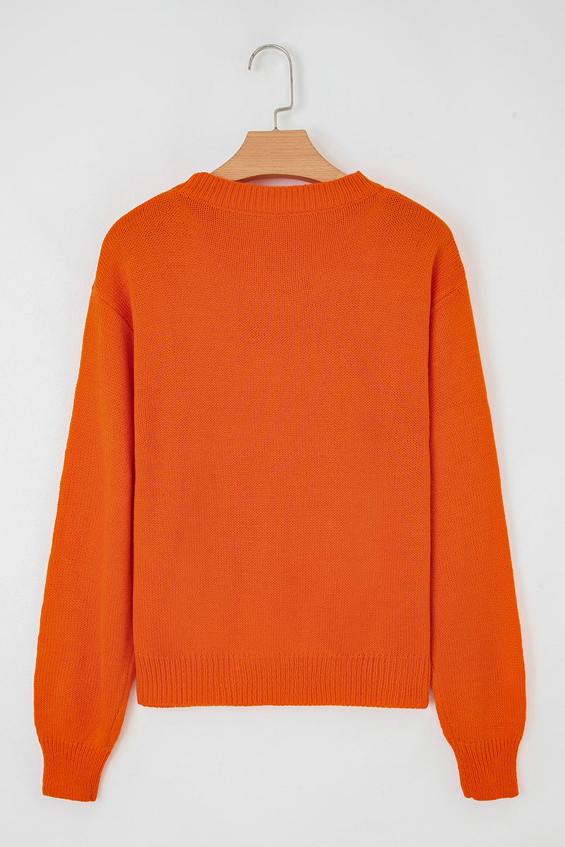 Halloween Spooky Face Hollowed Pattern Casual Sweater