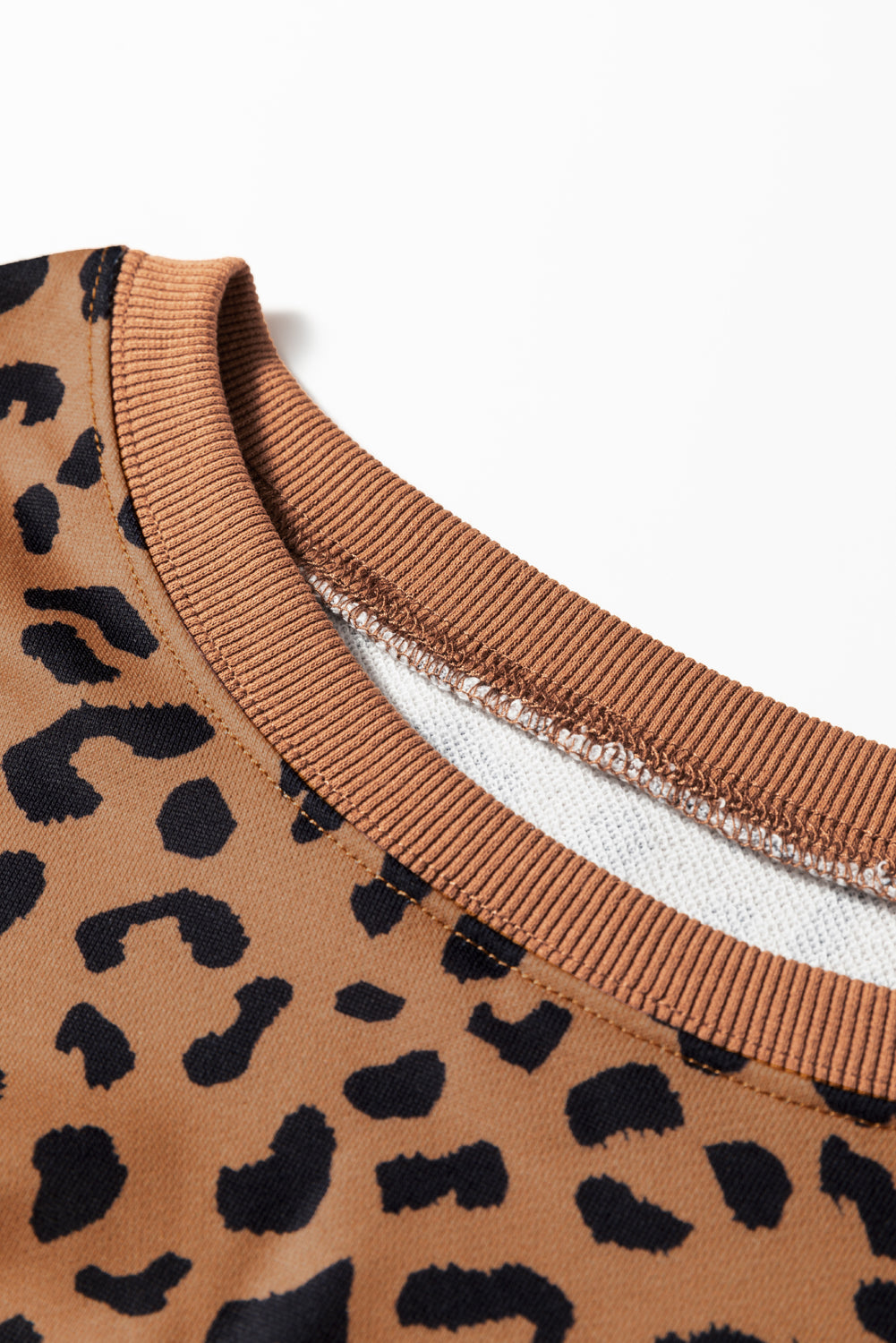 Stripe Color Block Patchwork Leopard Casual Sweatshirt with Slits