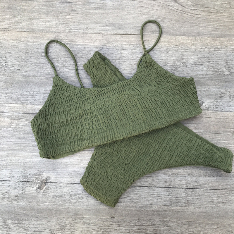 Swimsuit Pleated Triangle Bikini Swimwear Women