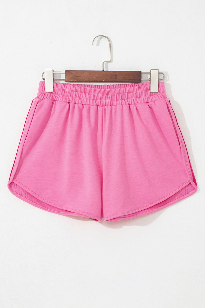 Color Block Stripes Elastic High Waist Active Shorts