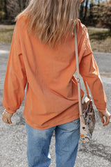 Orange Rugby Game Day Embroidered Corduroy Sweatshirt