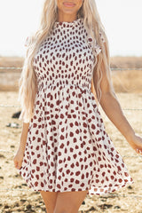 Abstract Printed Flutter Sleeve Smocked Bodice Short Dress