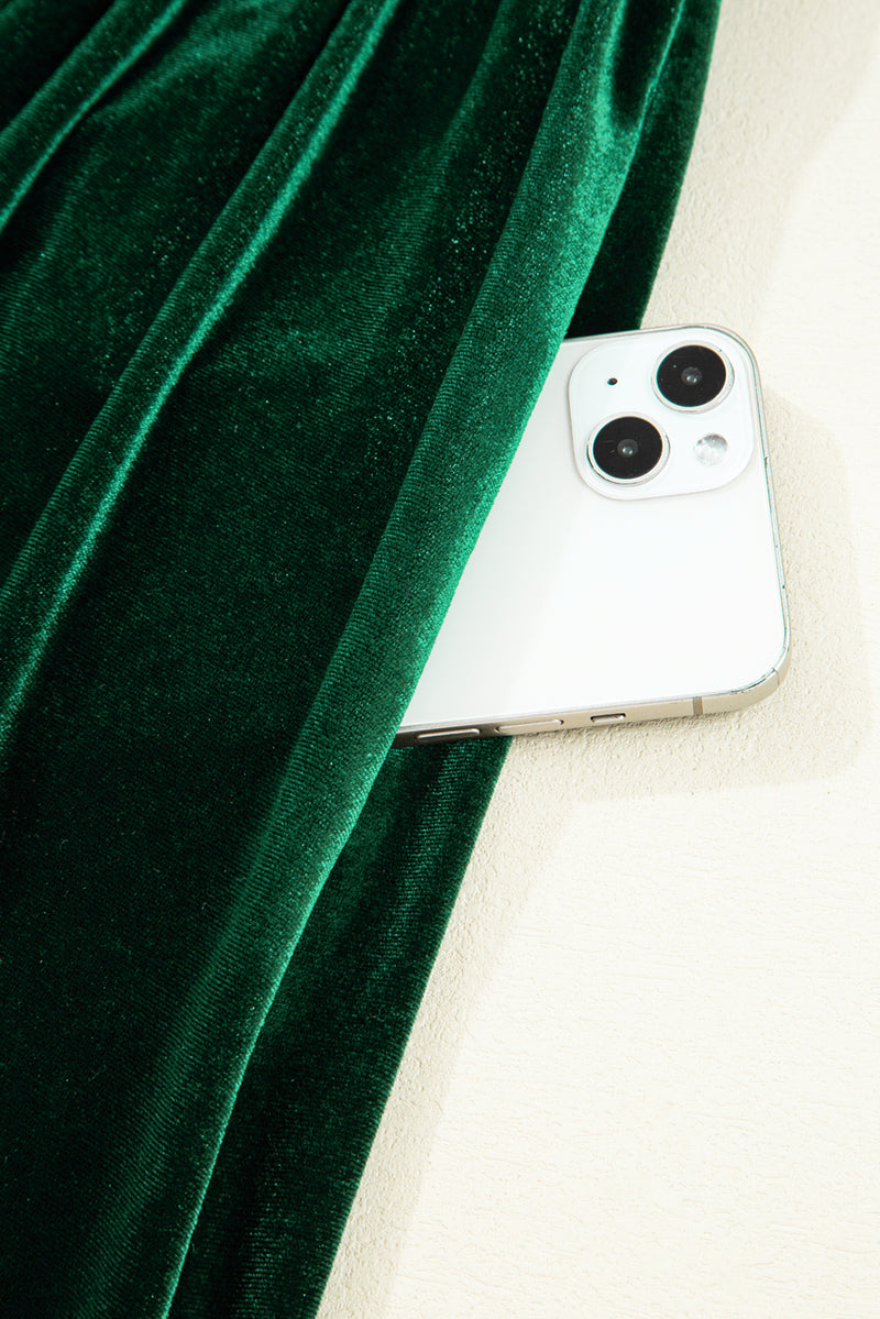 Bowknot Decor High Waist Velvet Mini Dress