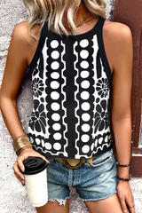 Abstract Dot Flower Print Tank Top