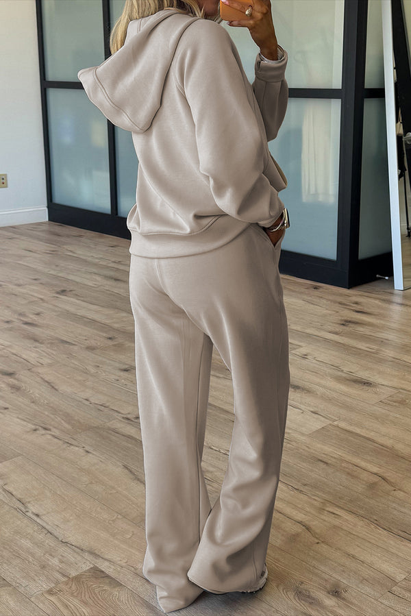 Half Zip Thumbhole Sleeve Hoodie Active Pants 2pcs Outfit