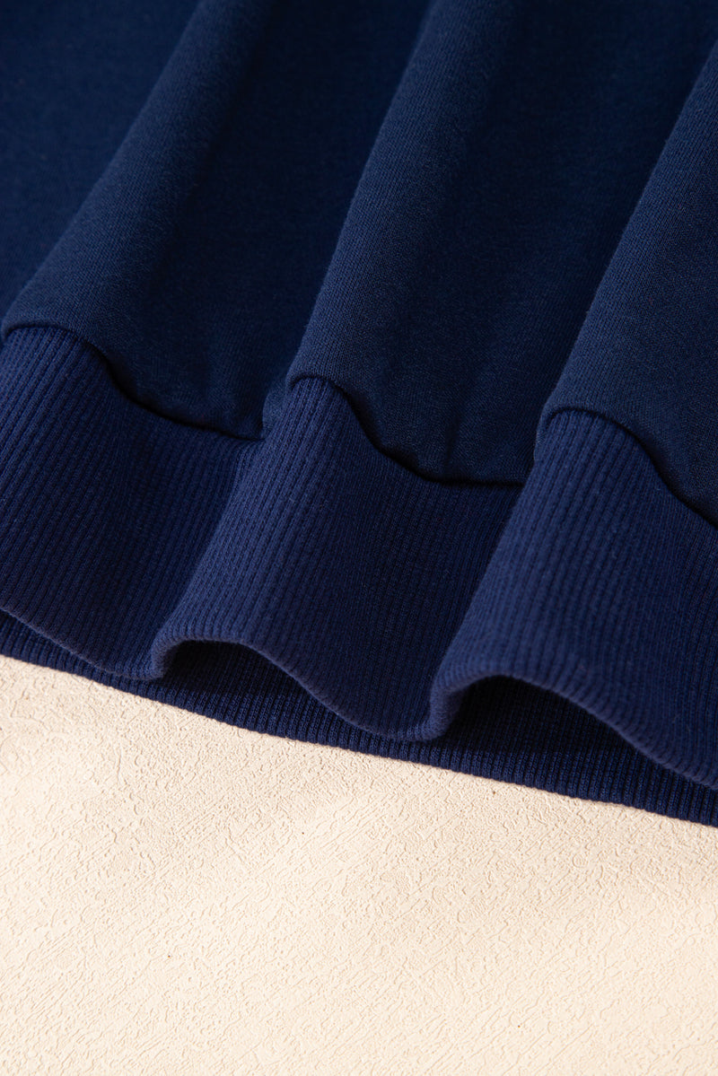 Varsity Stripe Detail Drop Shoulder Pullover Mini Skirt Set