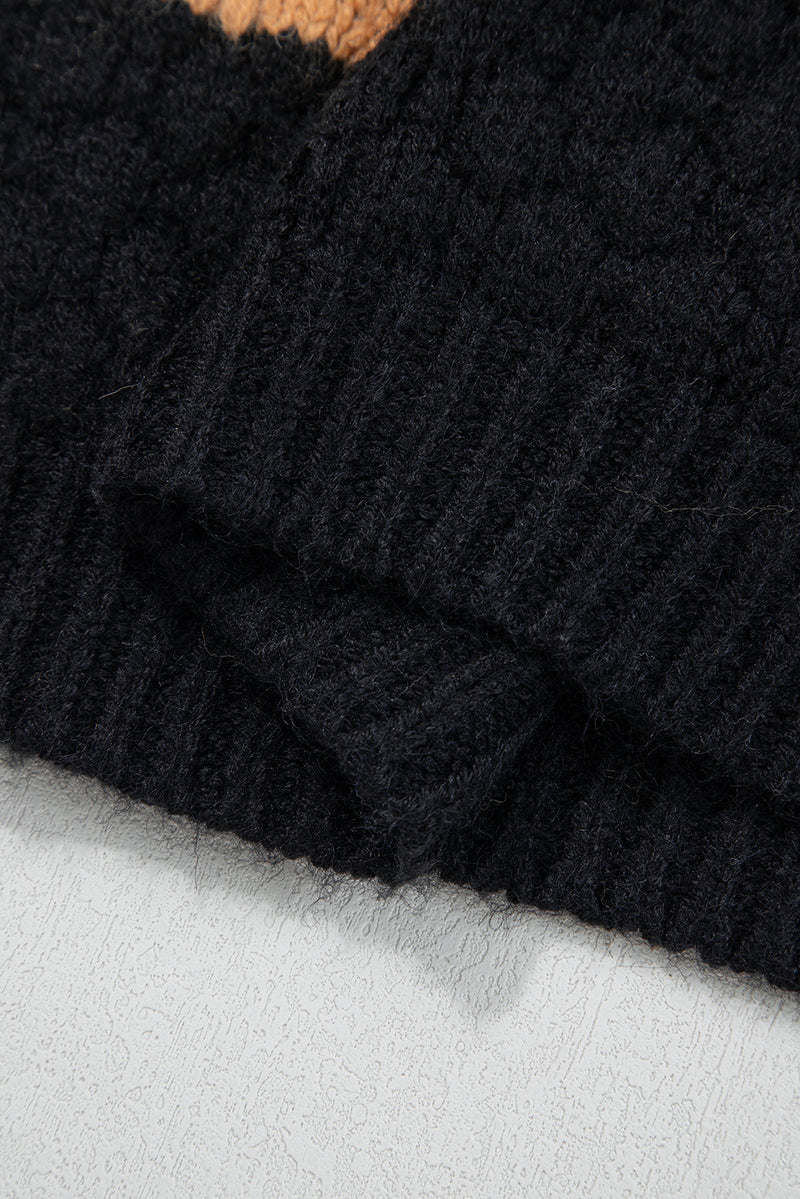 Color Block High Neck Baggy Sweater