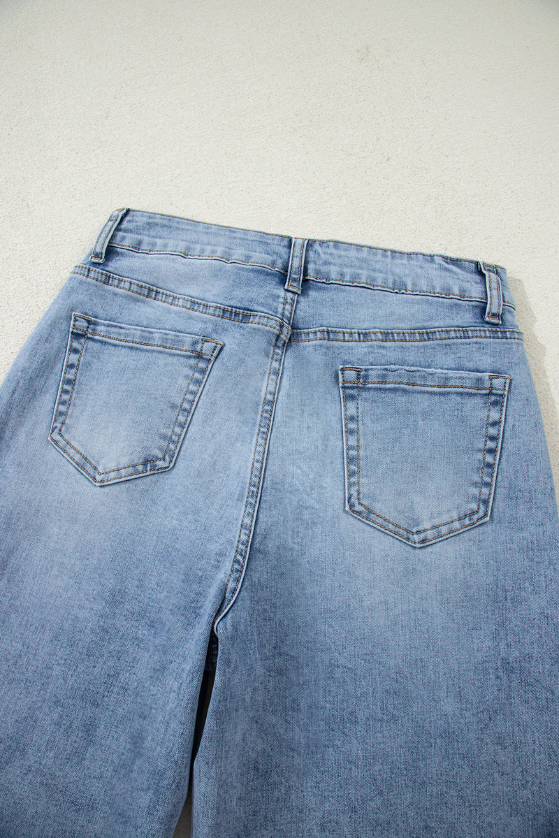 Slit Leg High Rise Drawstring Casual Jeans