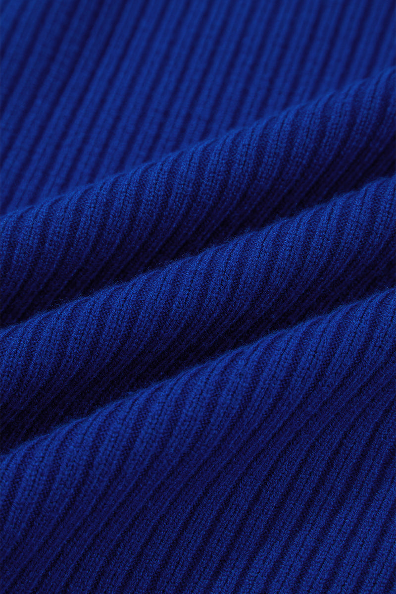 Patch Pocket Ribbed Knit Short Sleeve Sweater