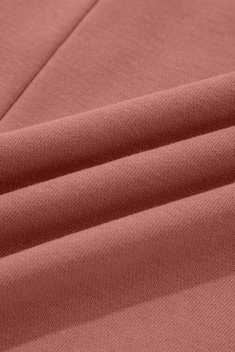 Old Rose Contrast Star Patchwork Exposed Seam Uneven Hem Drop Shoulder Sweatshirt