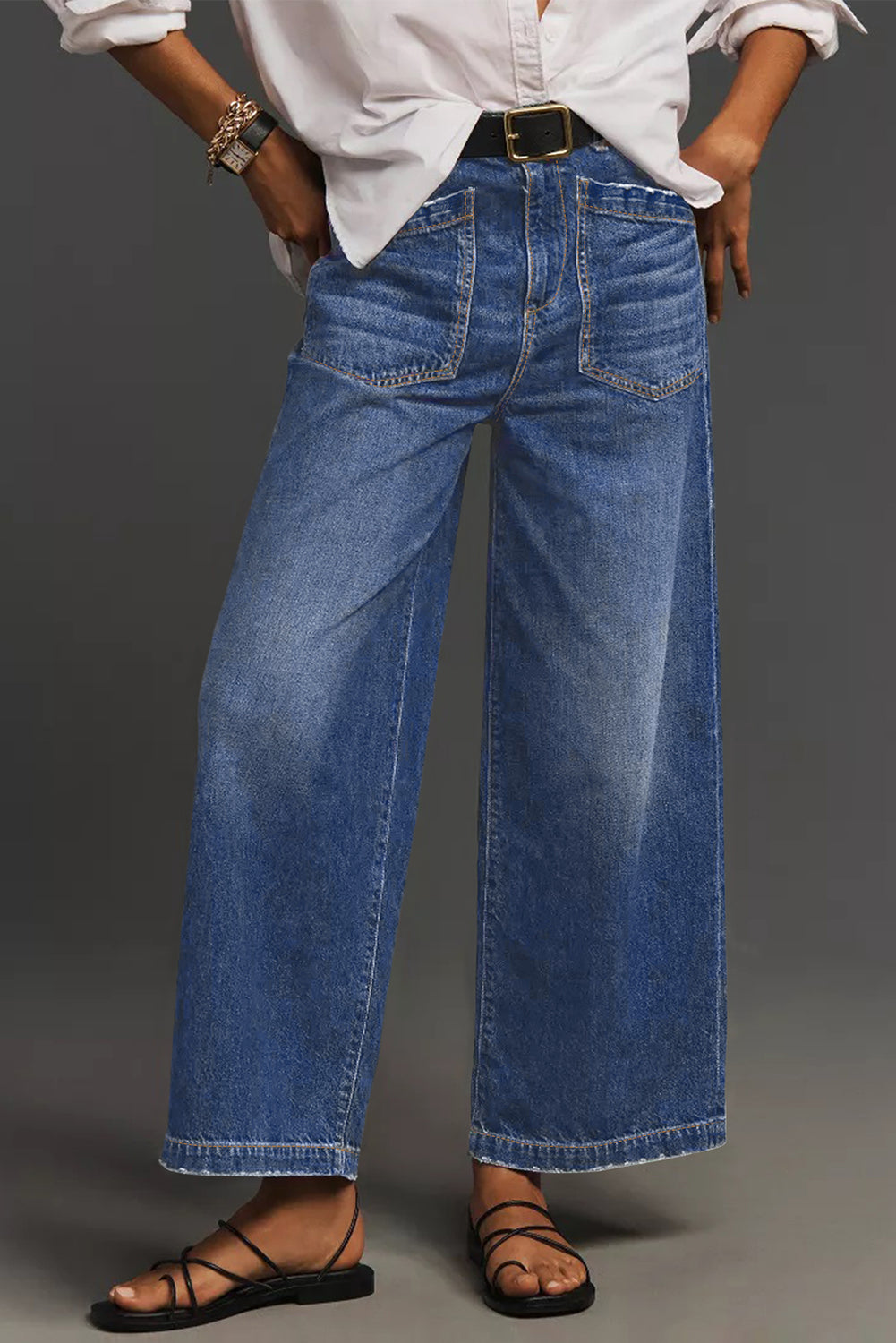 Bluing Mimimalist Patch Pocket Womens Shift Jeans