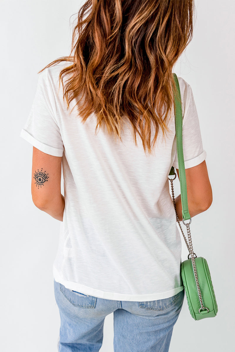 White Playful Ghost Patched Cotton Blend T Shirt