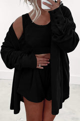 Crop Tank Top Shorts with Cardigan Lounge Set
