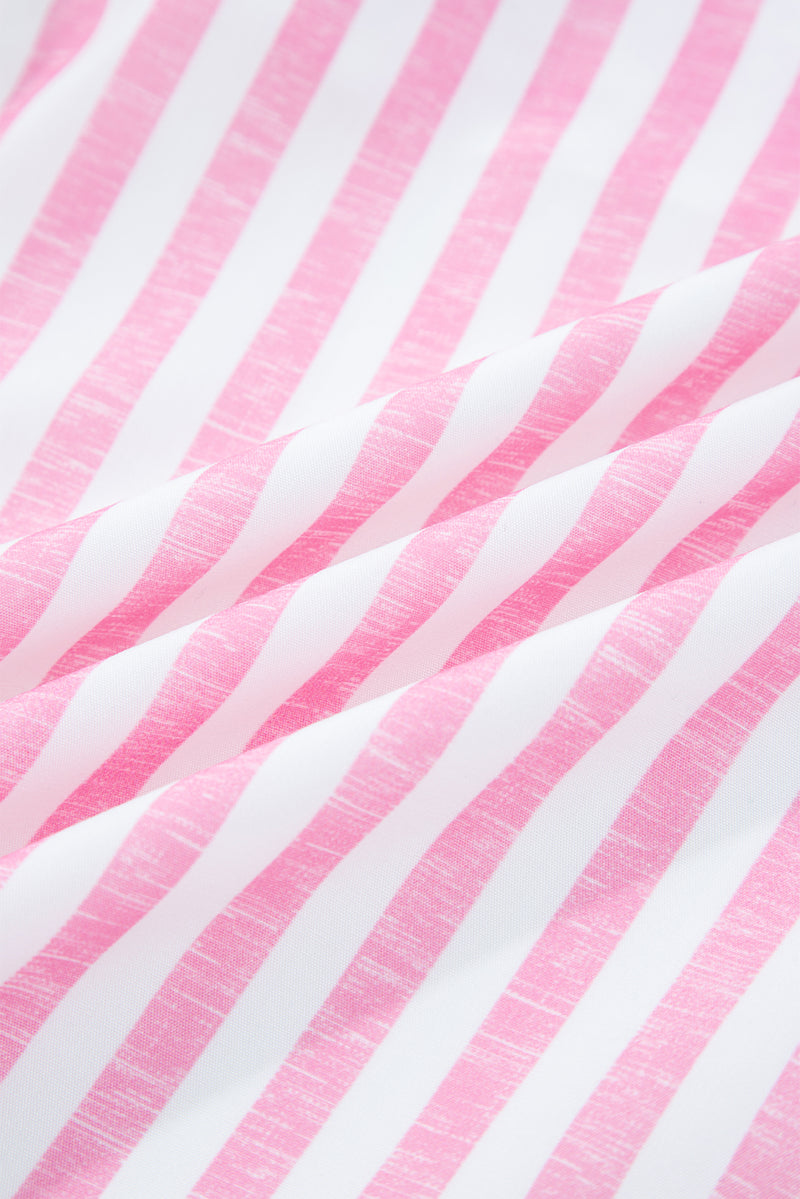 Pink Leopard Striped Western Casual Shirt