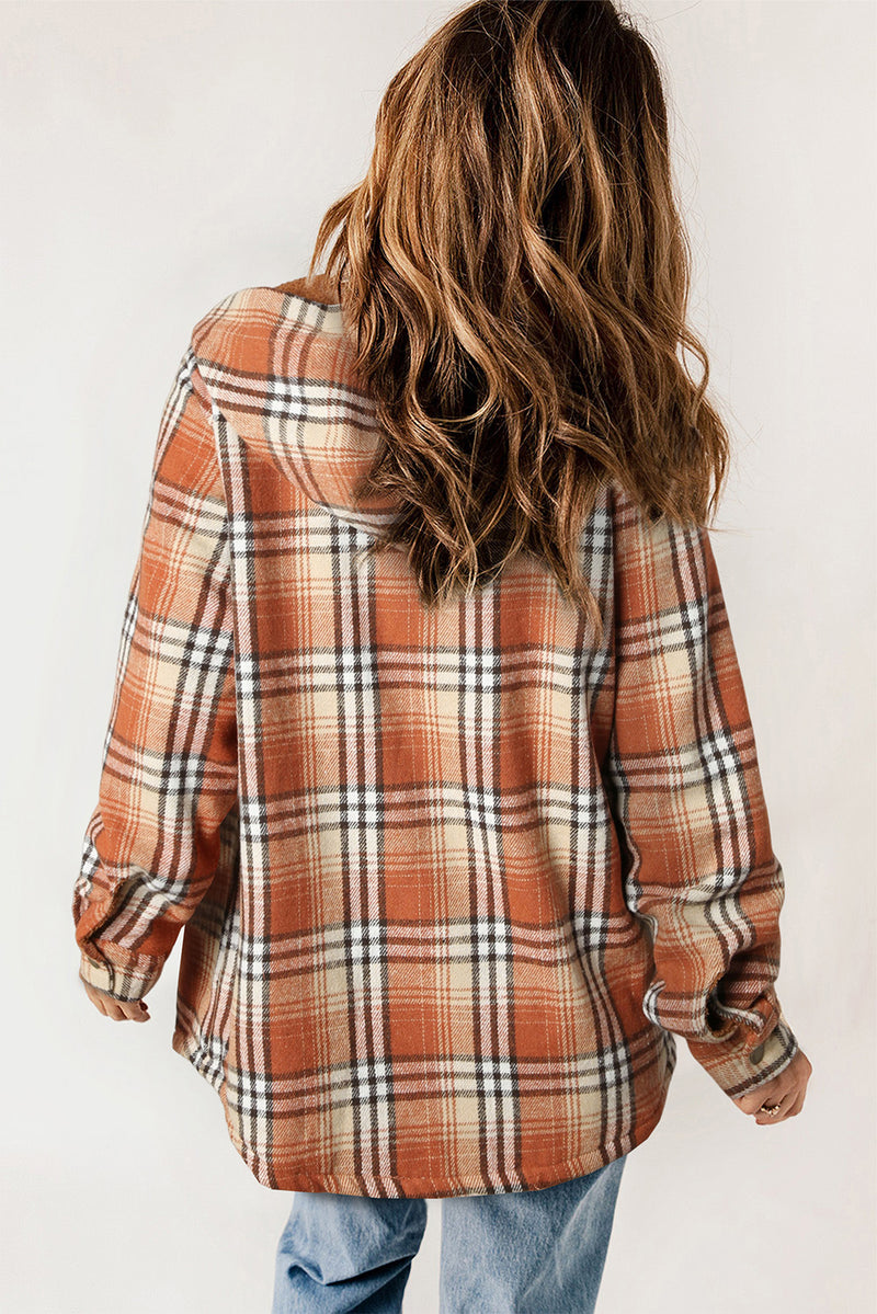 Coats and Jacket Plaid Pattern Sherpa Lined Hooded Shacket