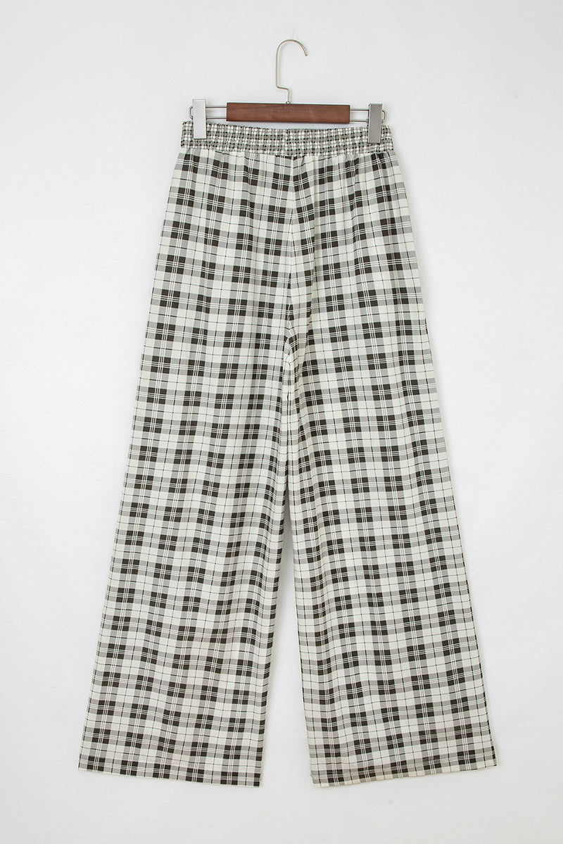 Plaid Wide Leg Casual Pants
