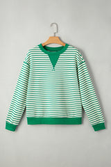 Striped Exposed Seam Patchwork Loose Pullover Top