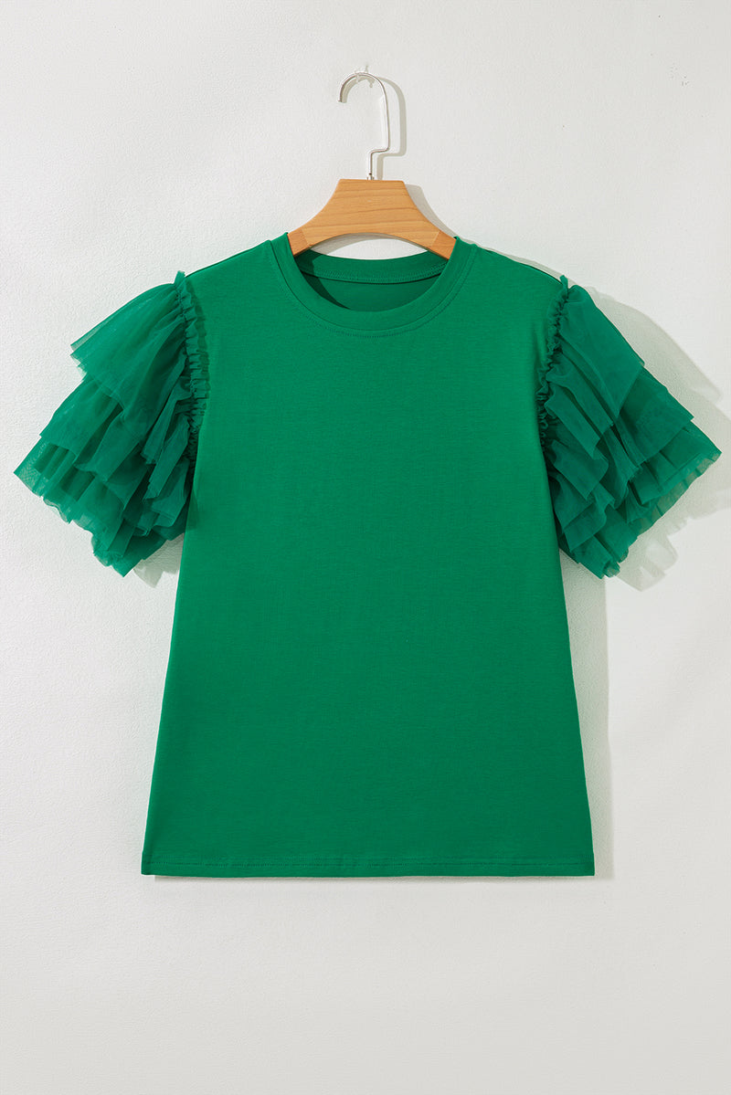 Frill Sleeve Tulle Ruffle Sleeve Blouse