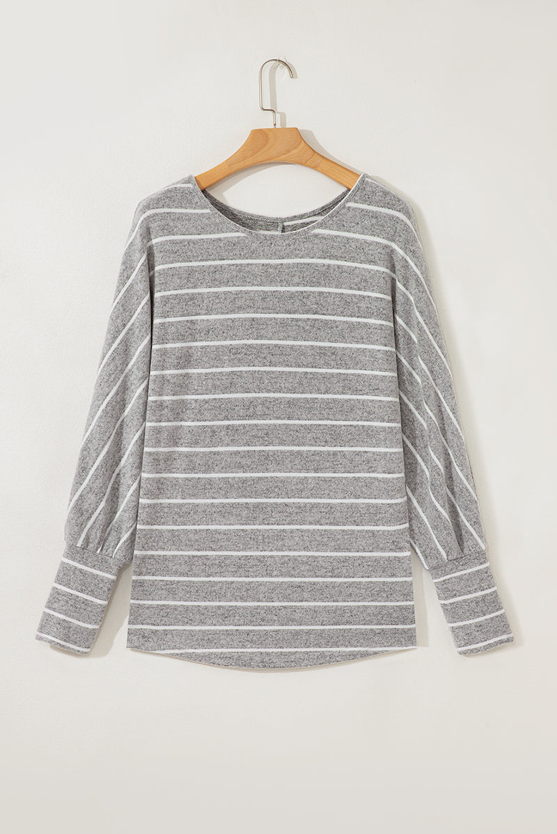 Stripe Dolman Sleeve Drop Shoulder Top