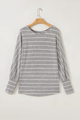 Stripe Dolman Sleeve Drop Shoulder Top