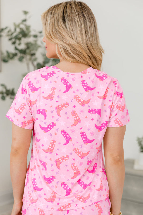 Western Boots Printed Short 2pcs Lounge Set