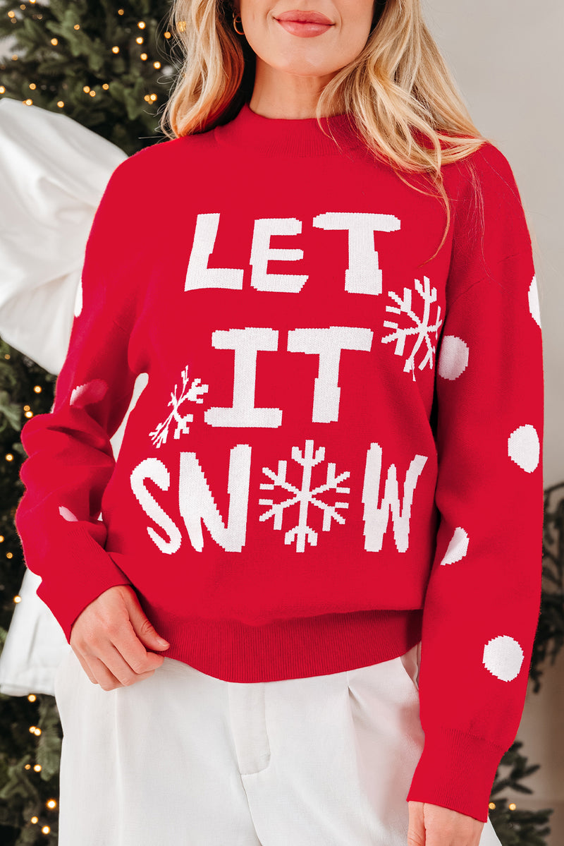 LET IT SNOW Graphic Christmas Holiday Loose Sweater