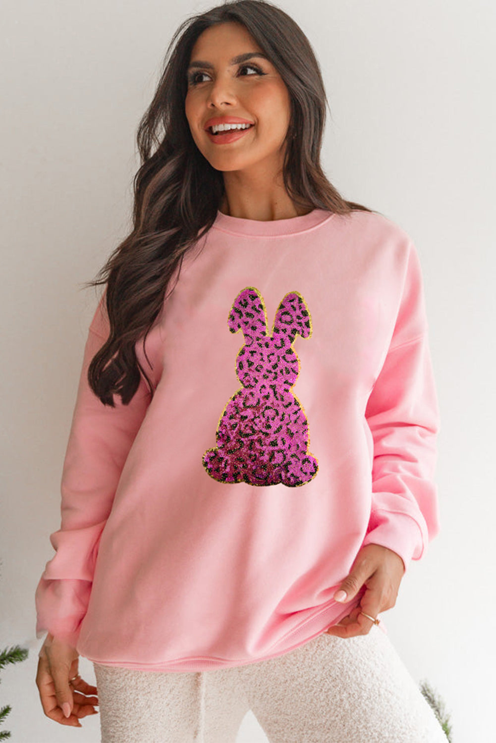 Cheetah Easter Rabbit Graphic Sweatshirt