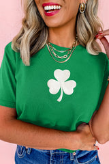 Embroidered Clover Pattern St Patrick Tee