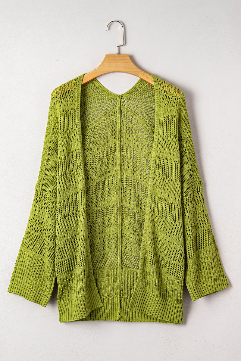 Oversize Crochet Knit Open Cardigan