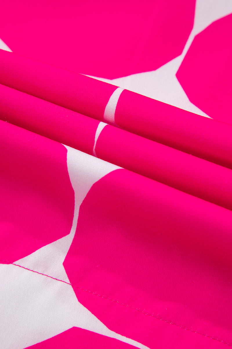 Rose Bubblegum Pattern Frilled Collar Flutter Sleeve Top