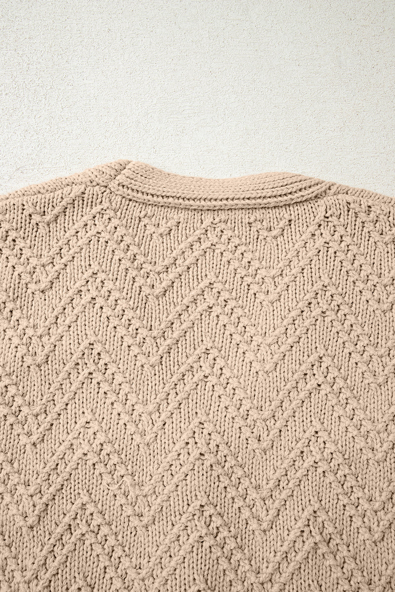 Pearl Embellished Button Front V Neck Sweater Cardigan