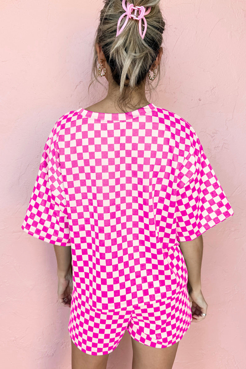 Loose Checkered Top and Short Casual 2pcs Set