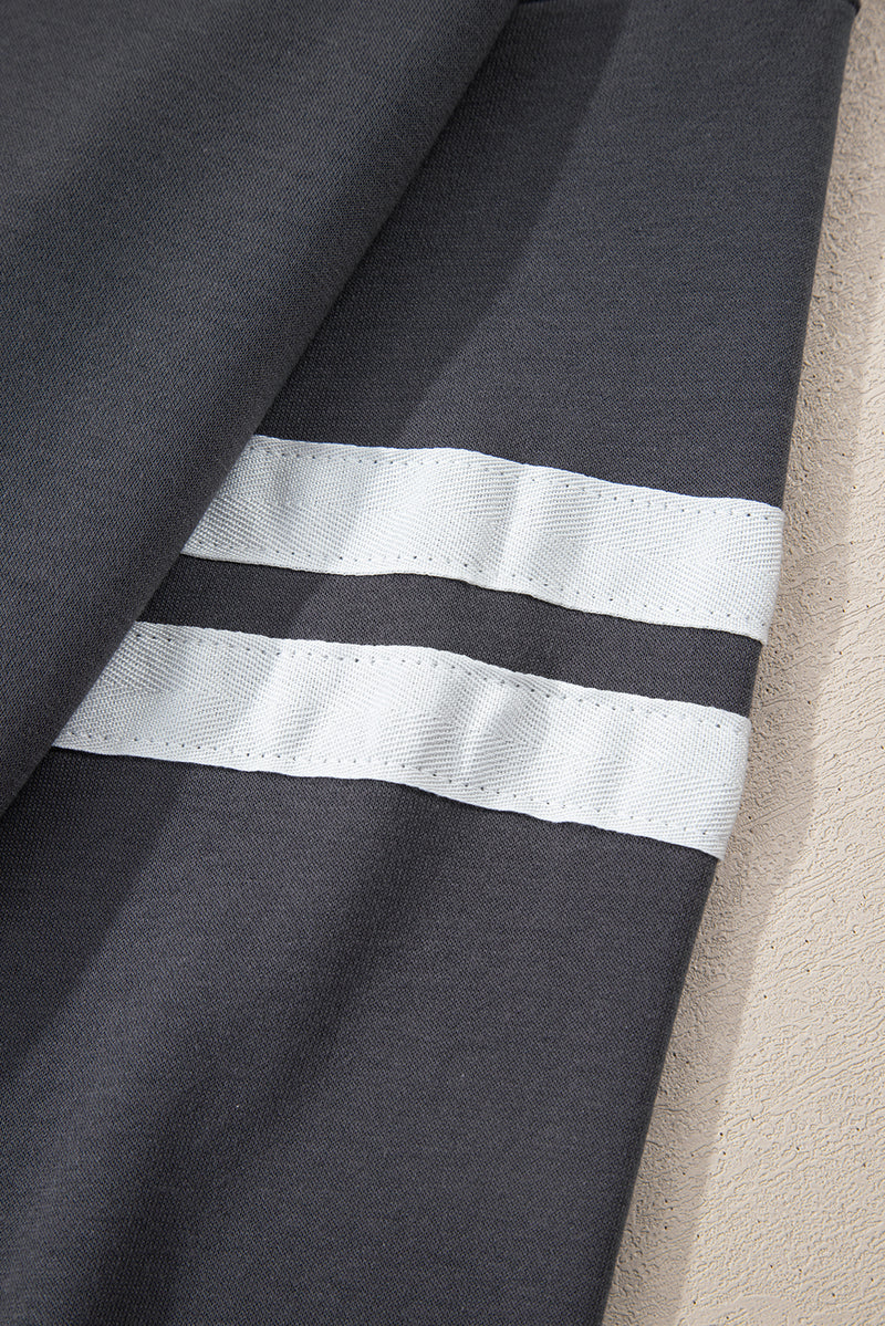 Varsity Striped Detail Drop Shoulder Oversized Sweatshirt