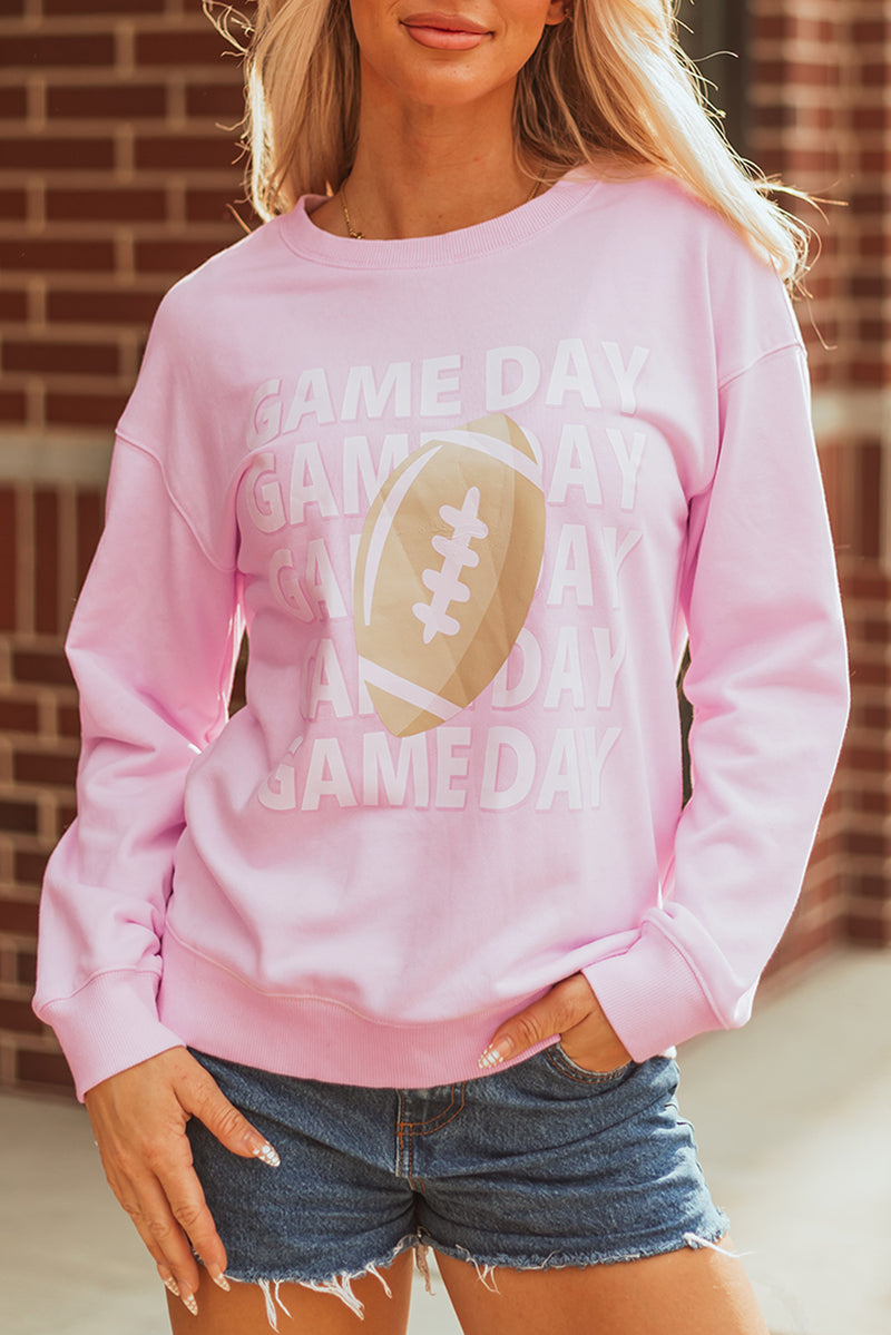 GAME DAY Football Rugby Print Casual Sweatshirt