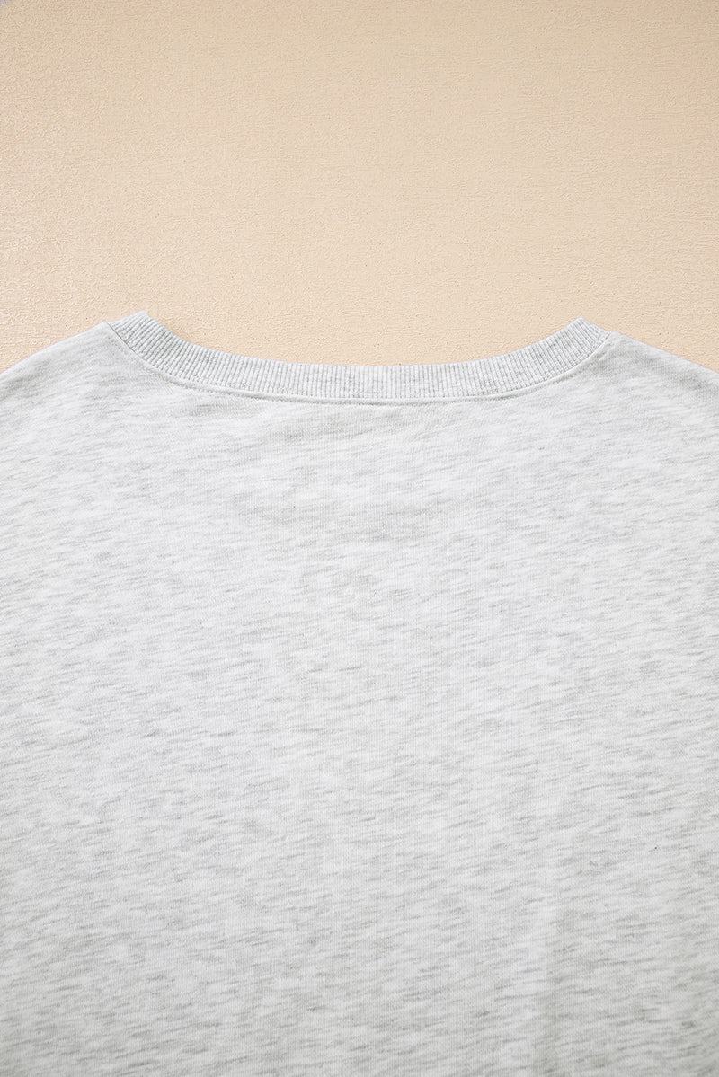Faded Varsity Print Loose Pullover Top