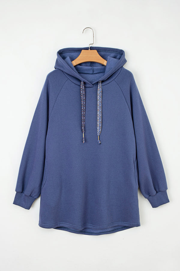Fleece Lined Adjustable Drawstring Oversize Tunic Hoodie